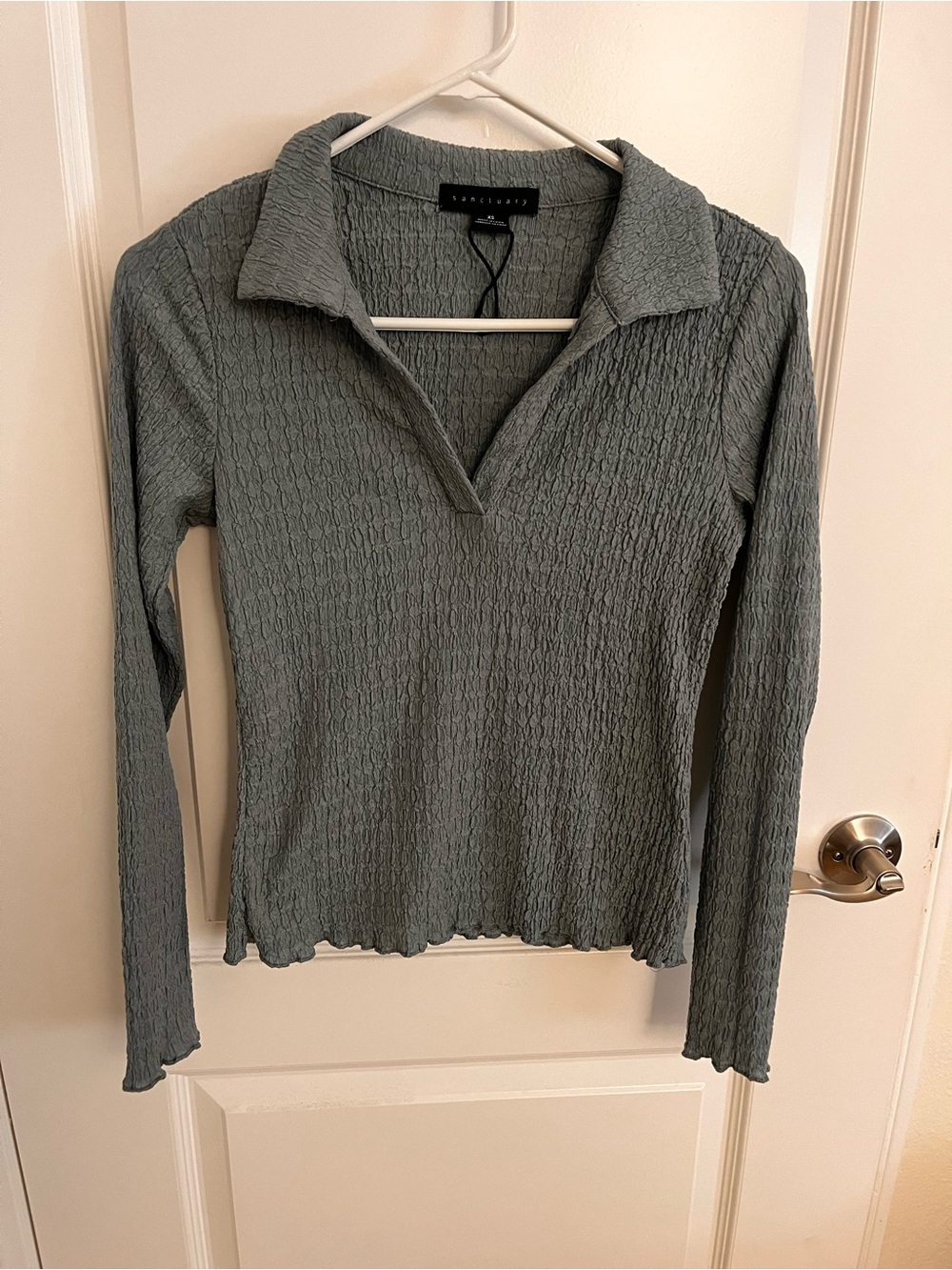 Sanctuary Textured Collared Long Sleeve Top